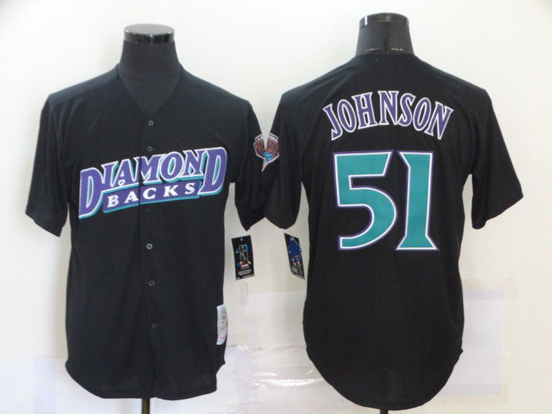 Men Arizona Diamondback #51 Johnson Black Nike Game MLB Jerseys